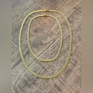 Pair of Vintage Monet Flat Square Panel Necklaces